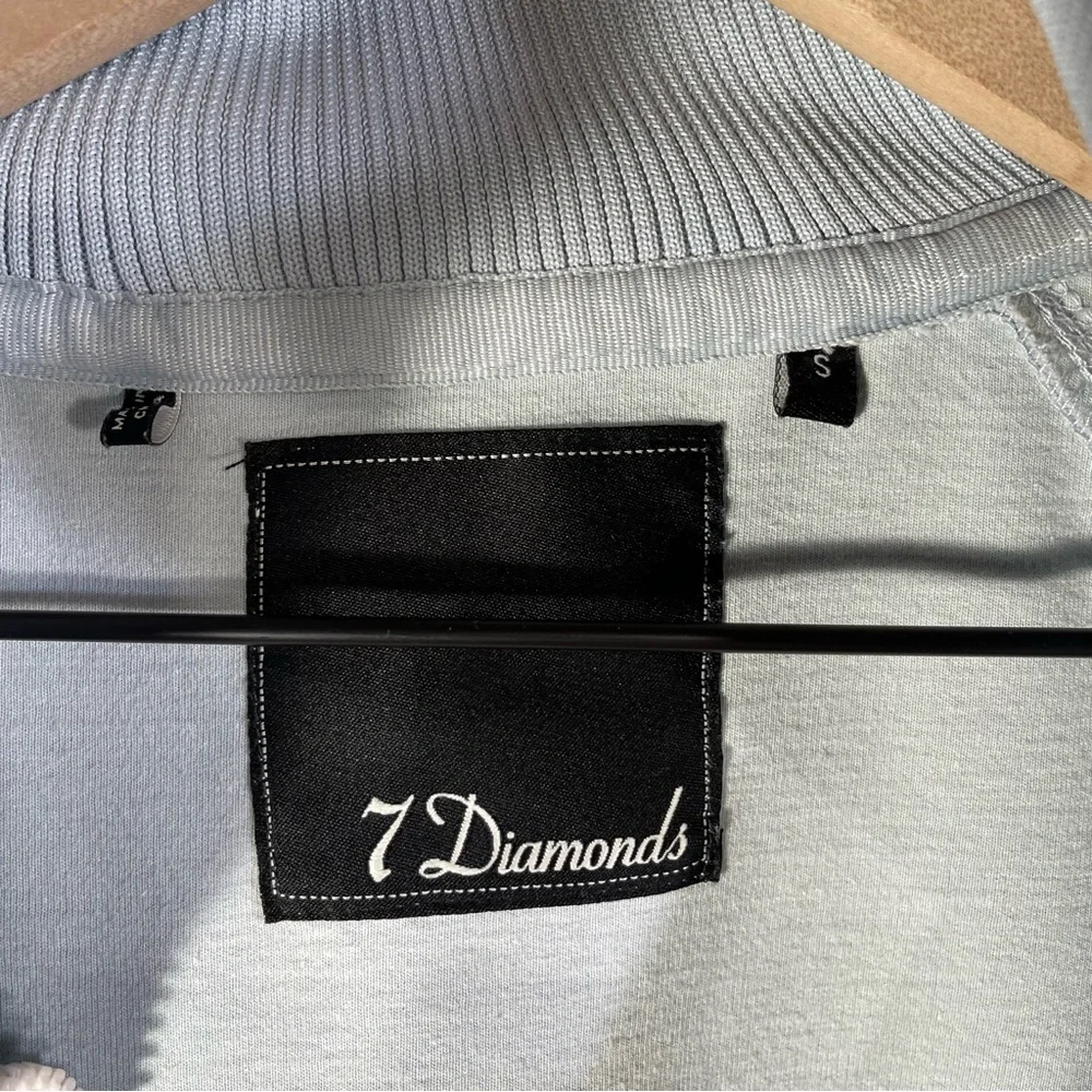7 Diamonds Light Blue Zip Up Jacket With Snap Pockets Mens Size S Color Blue